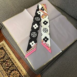 Stylish Black and White Floral Scarf